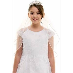 NEW PETITE ADELE girl's veil with stella maris tiara in white